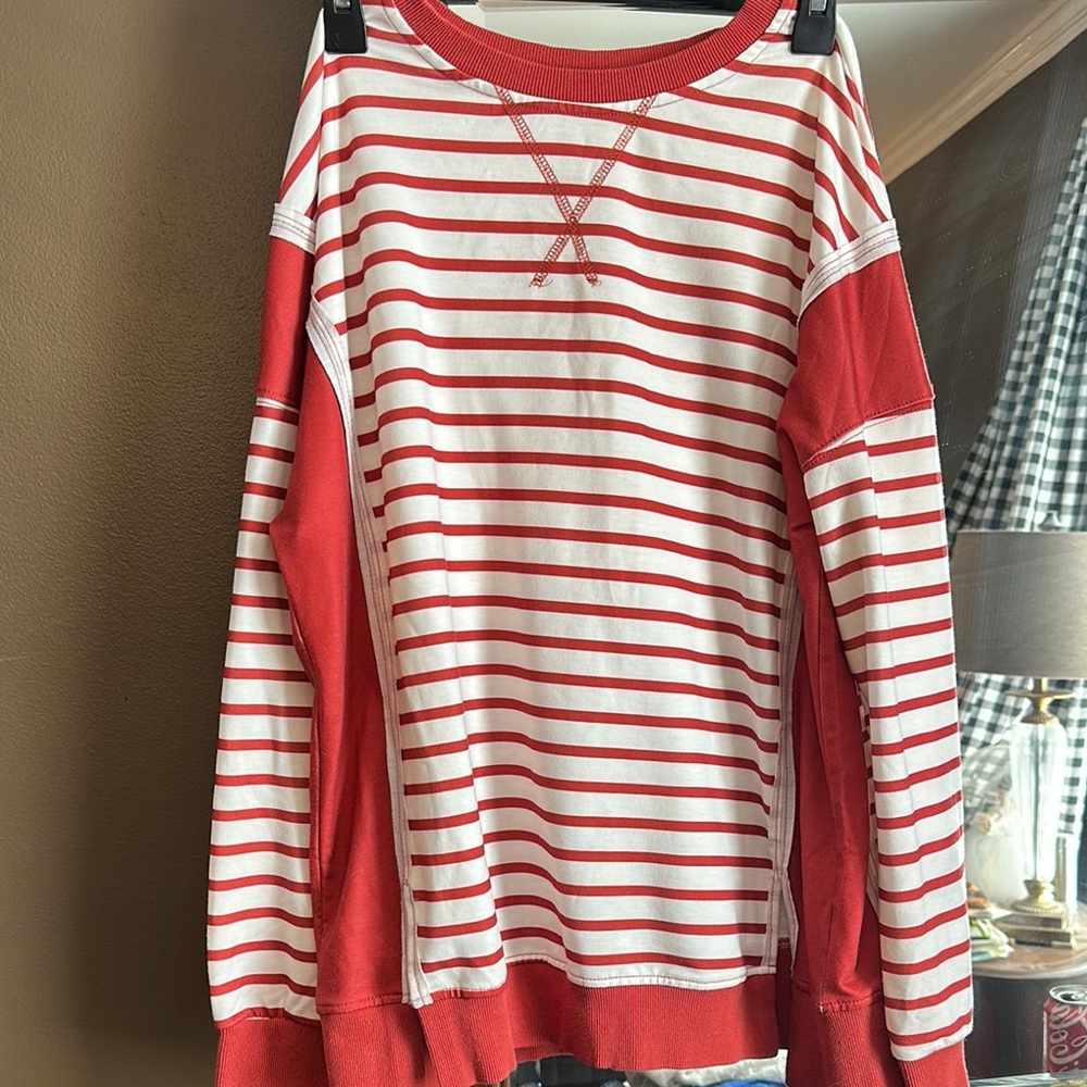 Red and White Striped shirt